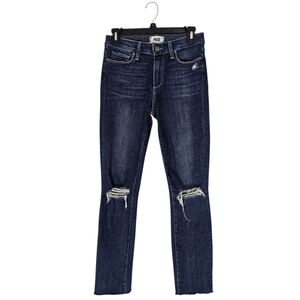 PAIGE Hoxton Ankle Peg Mid Rise  Distressed Skinny‎ Fray Blue Jeans 26 Preowned